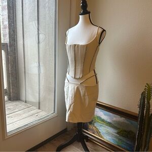 Oh Polly Cream Corset Top and Skirt Set